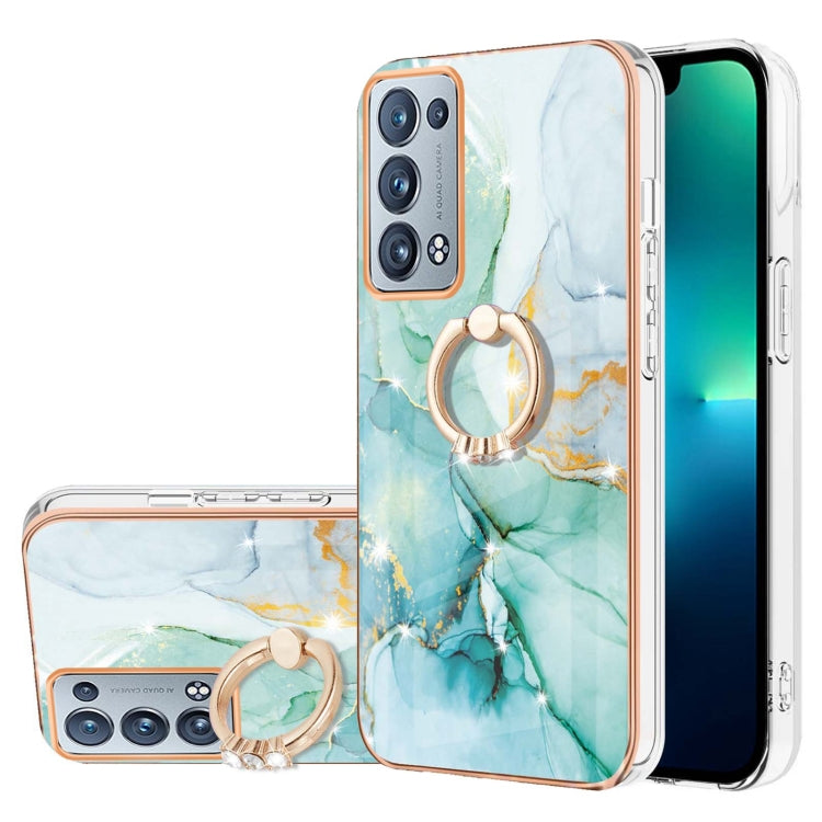 Electroplating Marble Pattern IMD TPU Phone Case with Ring Holder, For Realme 8i, For Realme C21Y, For OPPO Reno6 5G, For OPPO Reno6 Pro+ 5G