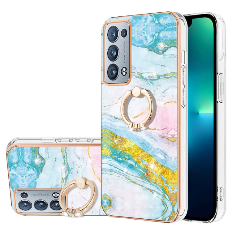 Electroplating Marble Pattern IMD TPU Phone Case with Ring Holder, For Realme 8i, For Realme C21Y, For OPPO Reno6 5G, For OPPO Reno6 Pro+ 5G