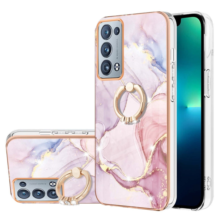 Electroplating Marble Pattern IMD TPU Phone Case with Ring Holder, For Realme 8i, For Realme C21Y, For OPPO Reno6 5G, For OPPO Reno6 Pro+ 5G