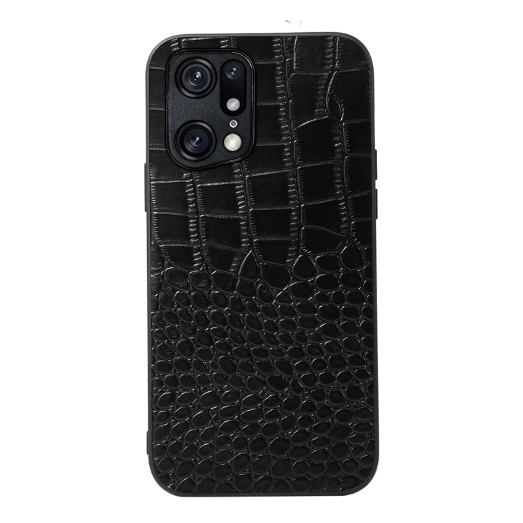 Crocodile Top Layer Cowhide Leather Phone Case, For OPPO Find X5 Pro, For OPPO Find N