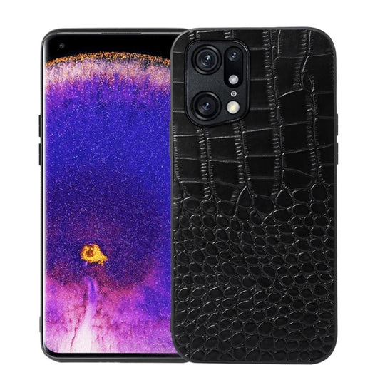 Crocodile Top Layer Cowhide Leather Phone Case, For OPPO Find X5 Pro, For OPPO Find N