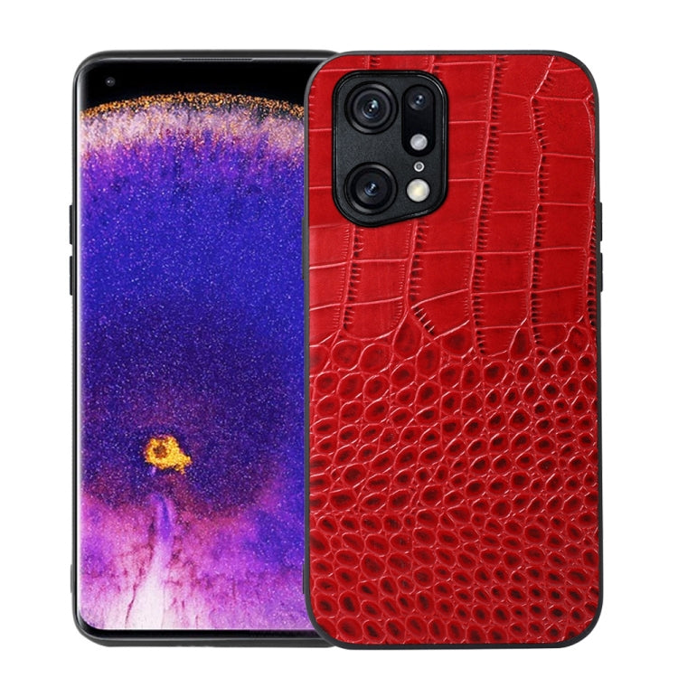 Crocodile Top Layer Cowhide Leather Phone Case, For OPPO Find X5 Pro, For OPPO Find N