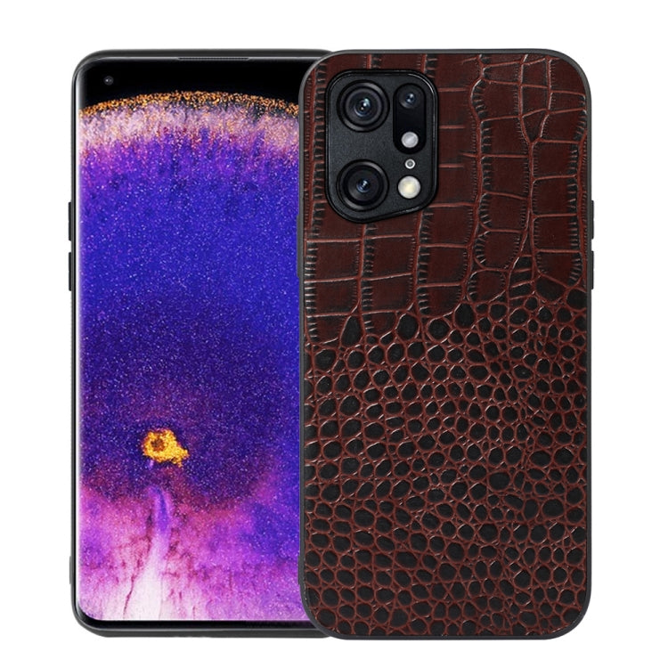 Crocodile Top Layer Cowhide Leather Phone Case, For OPPO Find X5 Pro, For OPPO Find N