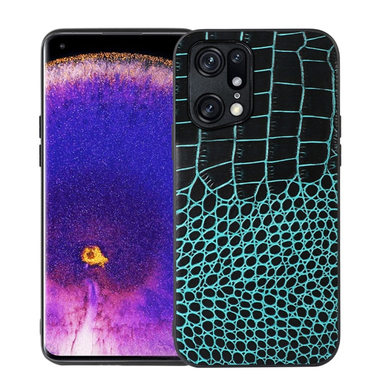 Crocodile Top Layer Cowhide Leather Phone Case, For OPPO Find X5 Pro, For OPPO Find N