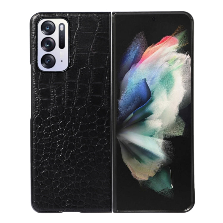 Crocodile Top Layer Cowhide Leather Phone Case, For OPPO Find X5 Pro, For OPPO Find N