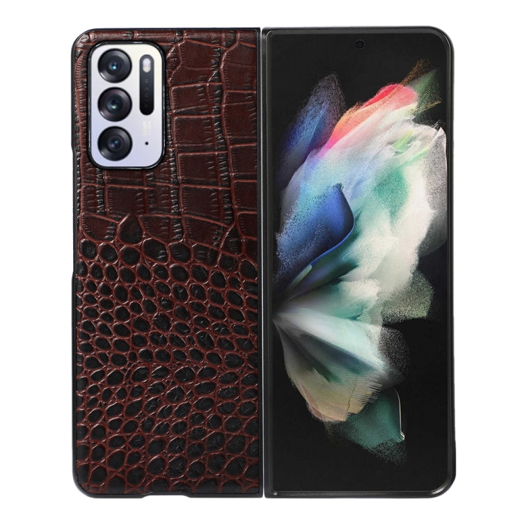 Crocodile Top Layer Cowhide Leather Phone Case, For OPPO Find X5 Pro, For OPPO Find N