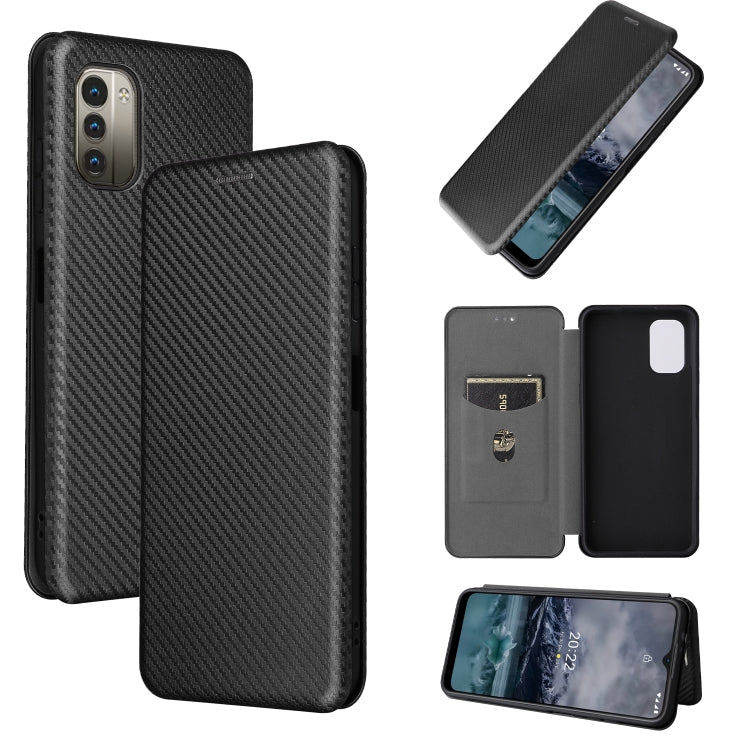 Carbon Fiber Texture Magnetic Leather Phone Case