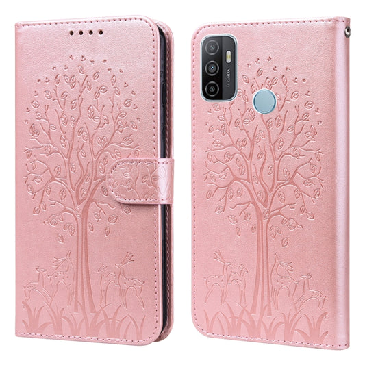 Tree & Deer Pattern Pressed Printing Horizontal Flip Leather Phone Case, For OPPO A32 / A33 / A52 / A52s, For OPPO A16, For Realme 8i