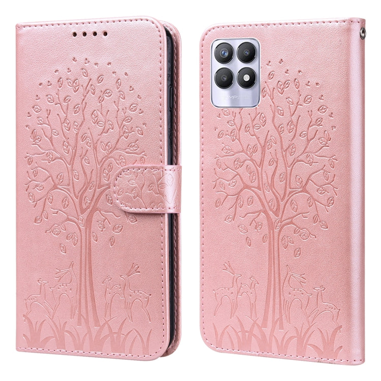 Tree & Deer Pattern Pressed Printing Horizontal Flip Leather Phone Case, For OPPO A32 / A33 / A52 / A52s, For OPPO A16, For Realme 8i