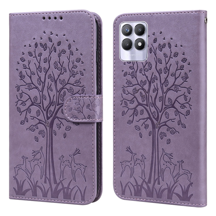 Tree & Deer Pattern Pressed Printing Horizontal Flip Leather Phone Case, For OPPO A32 / A33 / A52 / A52s, For OPPO A16, For Realme 8i