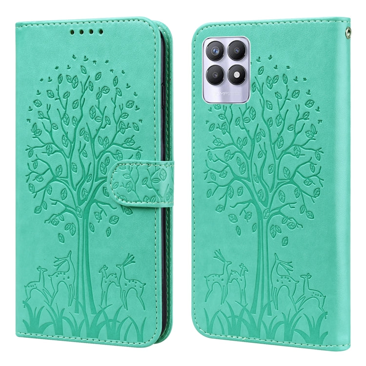 Tree & Deer Pattern Pressed Printing Horizontal Flip Leather Phone Case, For OPPO A32 / A33 / A52 / A52s, For OPPO A16, For Realme 8i