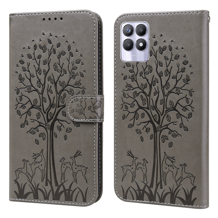 Tree & Deer Pattern Pressed Printing Horizontal Flip Leather Phone Case, For OPPO A32 / A33 / A52 / A52s, For OPPO A16, For Realme 8i