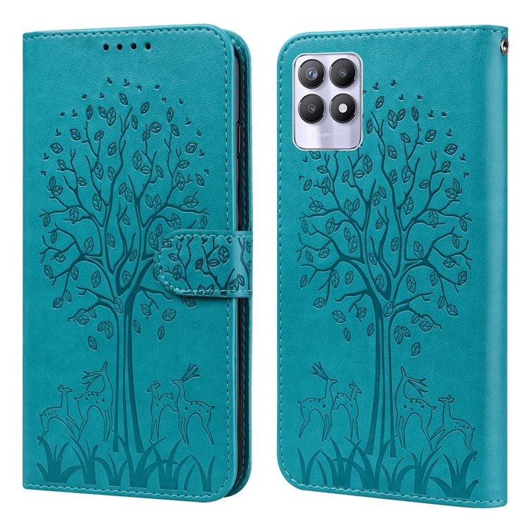 Tree & Deer Pattern Pressed Printing Horizontal Flip Leather Phone Case, For OPPO A32 / A33 / A52 / A52s, For OPPO A16, For Realme 8i