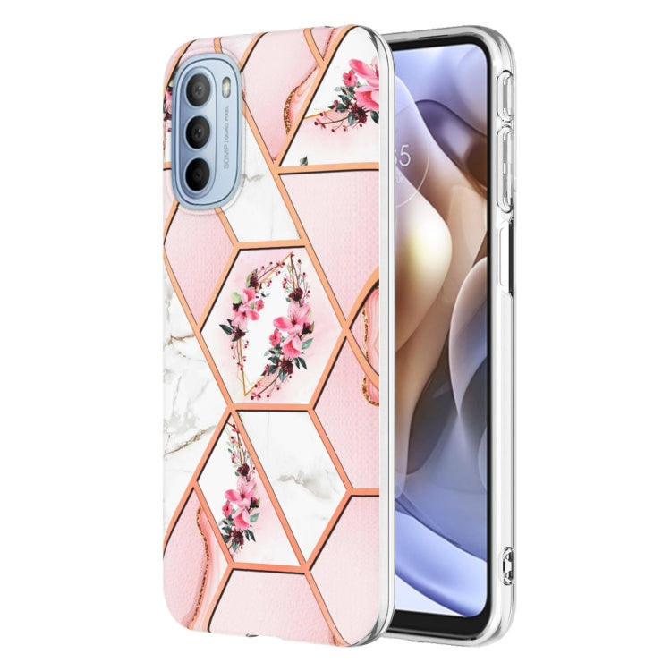 Splicing Marble Flower Pattern TPU Phone Case, For Motorola Moto G Stylus (2022), For Motorola Moto G31 / G41, For Motorola Moto G51 5G, For Motorola Moto G71 5G, For Motorola Moto G200 5G, For OnePlus Nord N20 5G, For OPPO Realme C21Y