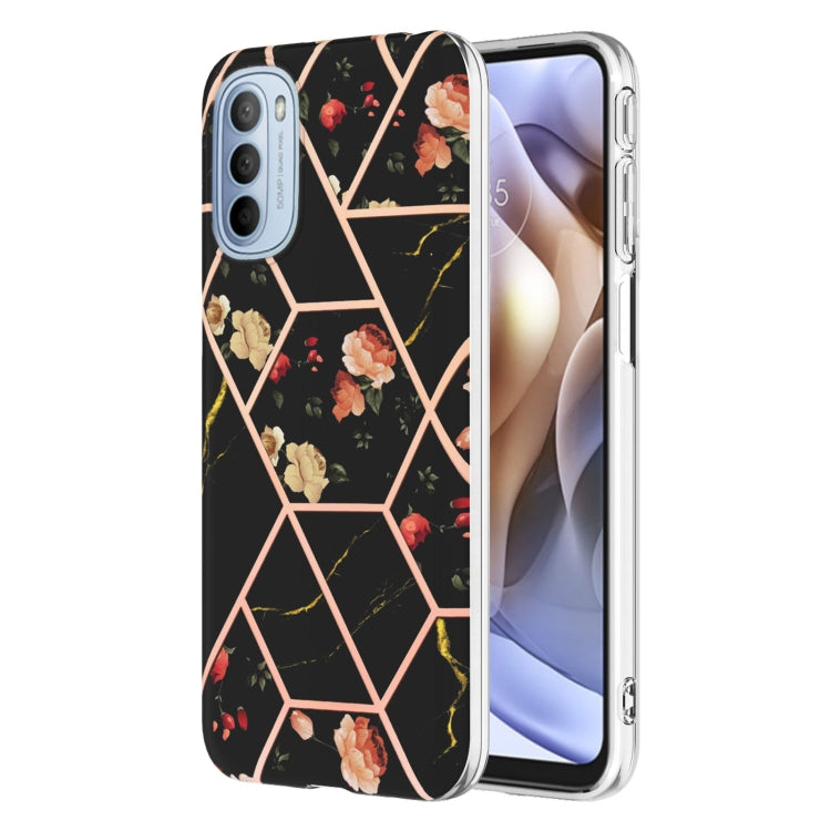 Splicing Marble Flower Pattern TPU Phone Case