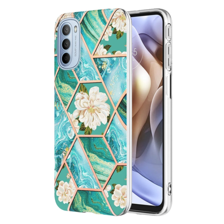 Splicing Marble Flower Pattern TPU Phone Case, For Motorola Moto G Stylus (2022), For Motorola Moto G31 / G41, For Motorola Moto G51 5G, For Motorola Moto G71 5G, For Motorola Moto G200 5G, For OnePlus Nord N20 5G, For OPPO Realme C21Y