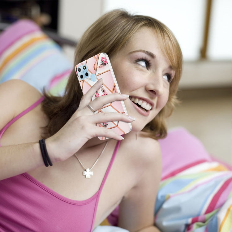 Splicing Marble Flower Pattern TPU Phone Case