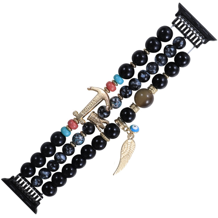 Beaded Crown Anchor Watchband For Apple Watch Series, 7 41mm / 6&amp;SE&amp;5&amp;4 40mm / 3&amp;2&amp;1 38mm, 7 45mm / 6&amp;SE&amp;5&amp;4 44mm / 3&amp;2&amp;1 42mm