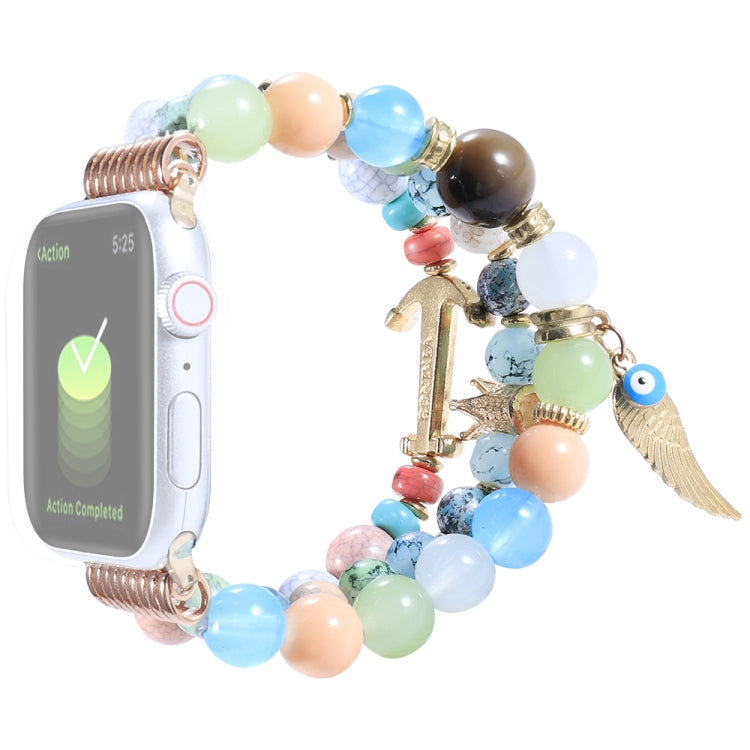 Beaded Crown Anchor Watchband For Apple Watch Series, 7 41mm / 6&amp;SE&amp;5&amp;4 40mm / 3&amp;2&amp;1 38mm, 7 45mm / 6&amp;SE&amp;5&amp;4 44mm / 3&amp;2&amp;1 42mm