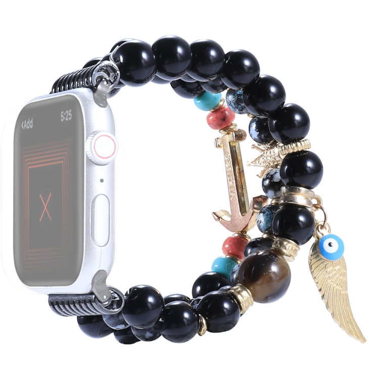 Beaded Crown Anchor Watchband For Apple Watch Series, 7 41mm / 6&amp;SE&amp;5&amp;4 40mm / 3&amp;2&amp;1 38mm, 7 45mm / 6&amp;SE&amp;5&amp;4 44mm / 3&amp;2&amp;1 42mm