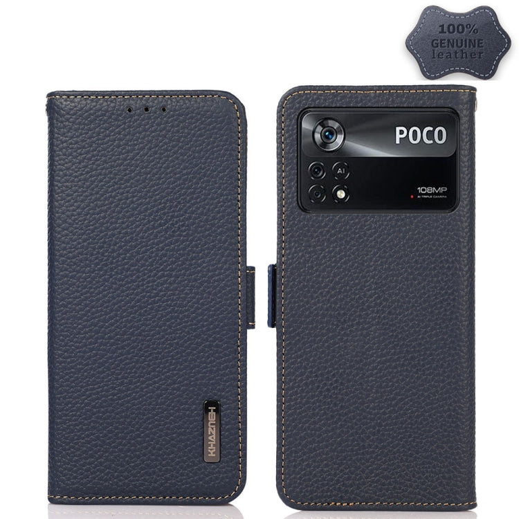 KHAZNEH Side-Magnetic Litchi Genuine Leather RFID Phone Case, For Xiaomi Poco X4 Pro 5G, For OPPO Find X5 Pro, For TCL 30 5G / 30 Plus 5G, For Wiko Y52, For OPPO Find