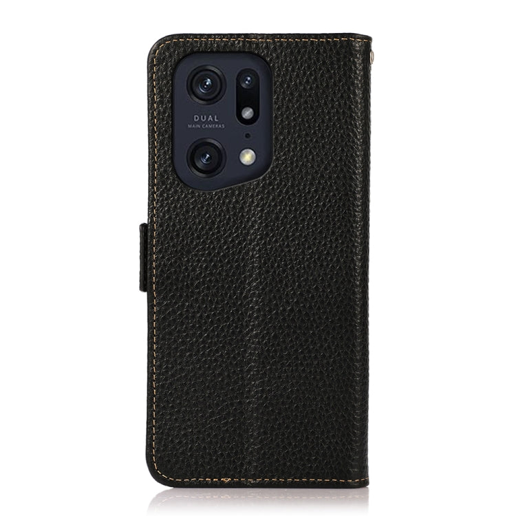 KHAZNEH Side-Magnetic Litchi Genuine Leather RFID Phone Case, For Xiaomi Poco X4 Pro 5G, For OPPO Find X5 Pro, For TCL 30 5G / 30 Plus 5G, For Wiko Y52, For OPPO Find