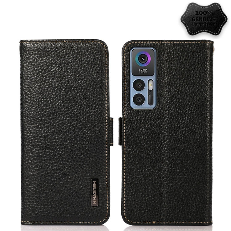 KHAZNEH Side-Magnetic Litchi Genuine Leather RFID Phone Case, For Xiaomi Poco X4 Pro 5G, For OPPO Find X5 Pro, For TCL 30 5G / 30 Plus 5G, For Wiko Y52, For OPPO Find