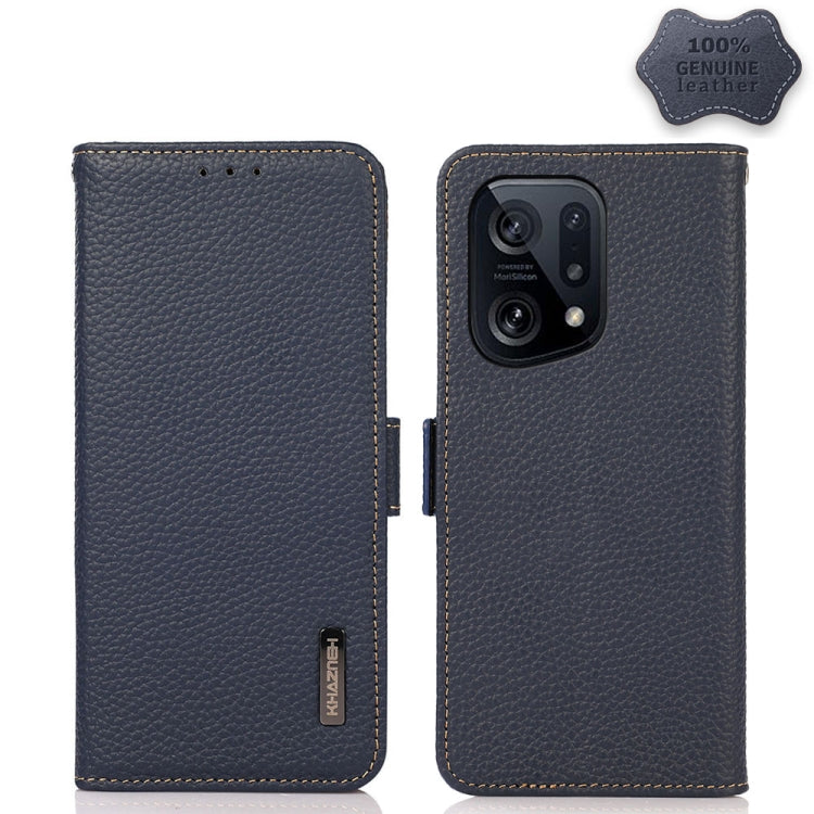 KHAZNEH Side-Magnetic Litchi Genuine Leather RFID Phone Case, For Xiaomi Poco X4 Pro 5G, For OPPO Find X5 Pro, For TCL 30 5G / 30 Plus 5G, For Wiko Y52, For OPPO Find