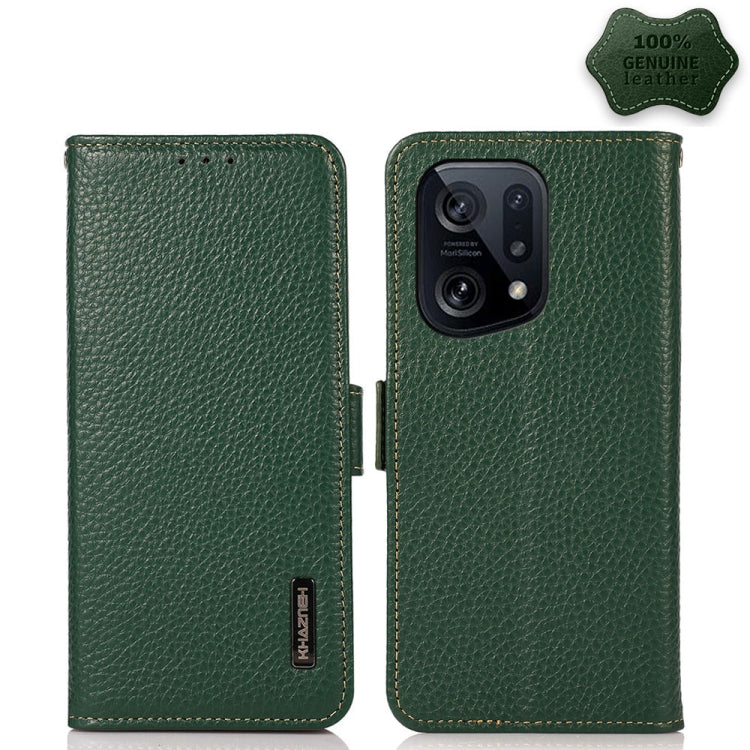 KHAZNEH Side-Magnetic Litchi Genuine Leather RFID Phone Case, For Xiaomi Poco X4 Pro 5G, For OPPO Find X5 Pro, For TCL 30 5G / 30 Plus 5G, For Wiko Y52, For OPPO Find