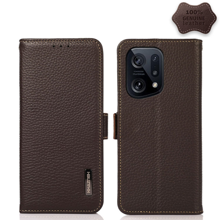 KHAZNEH Side-Magnetic Litchi Genuine Leather RFID Phone Case, For Xiaomi Poco X4 Pro 5G, For OPPO Find X5 Pro, For TCL 30 5G / 30 Plus 5G, For Wiko Y52, For OPPO Find