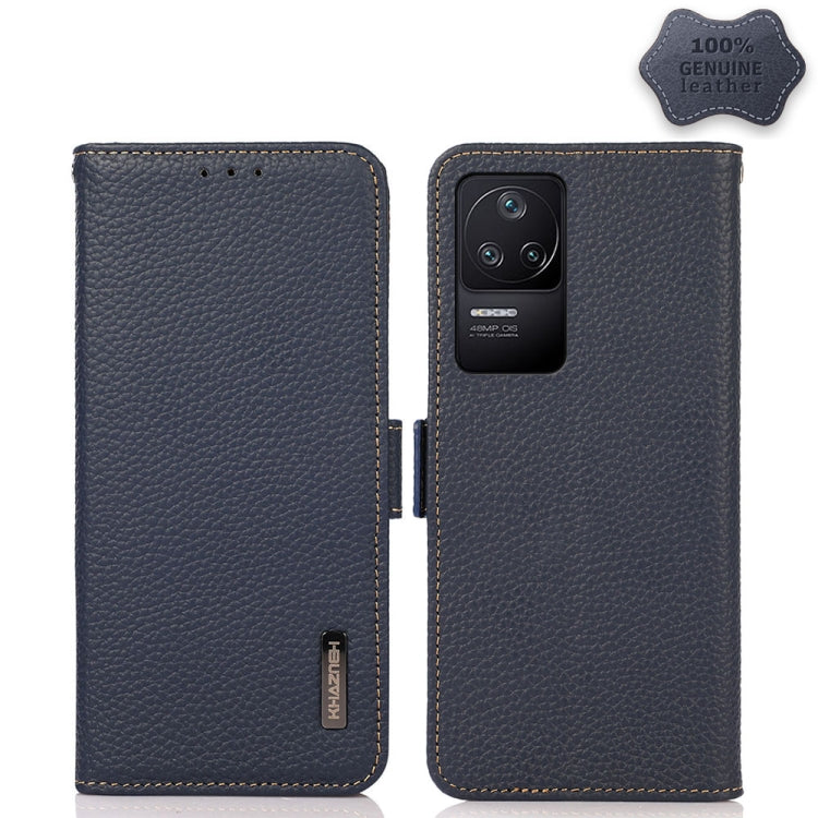 KHAZNEH Side-Magnetic Litchi Genuine Leather RFID Phone Case, For Xiaomi Poco X4 Pro 5G, For OPPO Find X5 Pro, For TCL 30 5G / 30 Plus 5G, For Wiko Y52, For OPPO Find