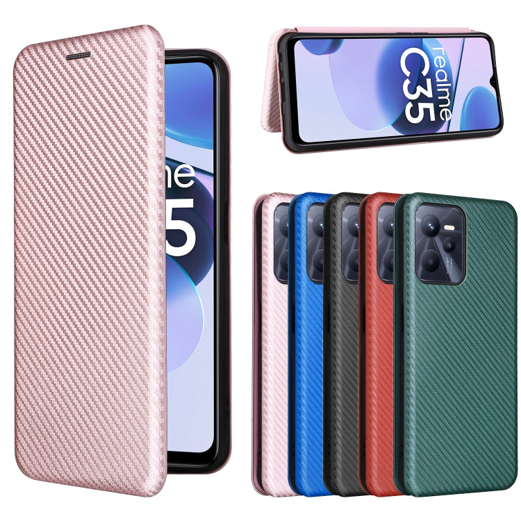 Carbon Fiber Texture Magnetic Flip Leather Phone Case, For OPPO Realme C35, For OPPO Realme GT2 Pro