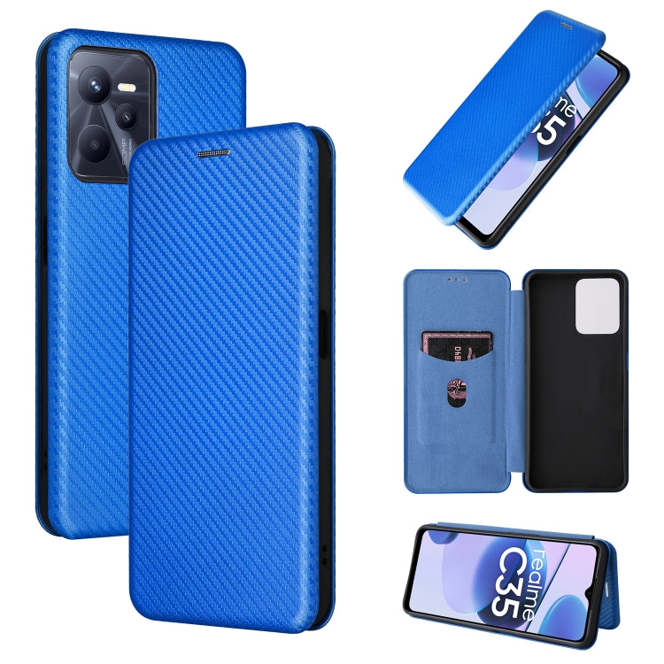 Carbon Fiber Texture Magnetic Flip Leather Phone Case, For OPPO Realme C35, For OPPO Realme GT2 Pro