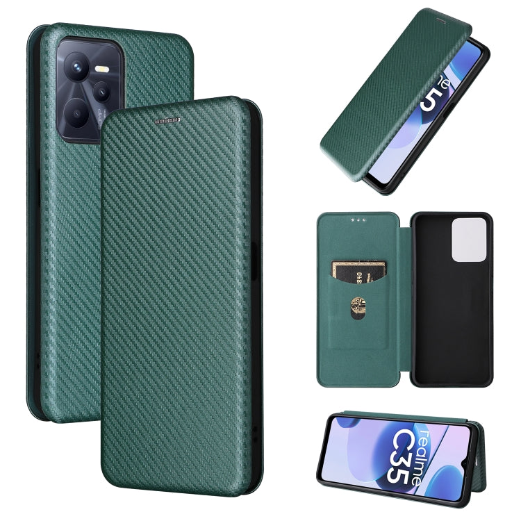 Carbon Fiber Texture Magnetic Flip Leather Phone Case, For OPPO Realme C35, For OPPO Realme GT2 Pro