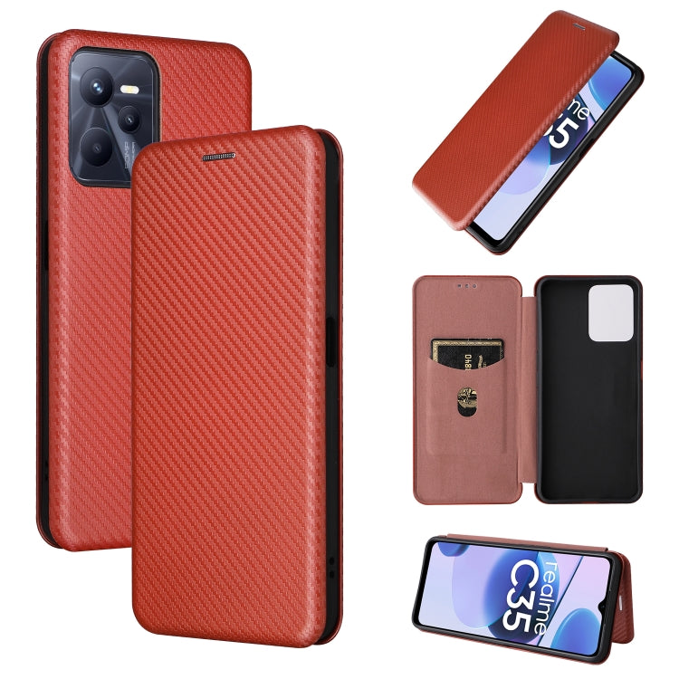 Carbon Fiber Texture Magnetic Flip Leather Phone Case, For OPPO Realme C35, For OPPO Realme GT2 Pro