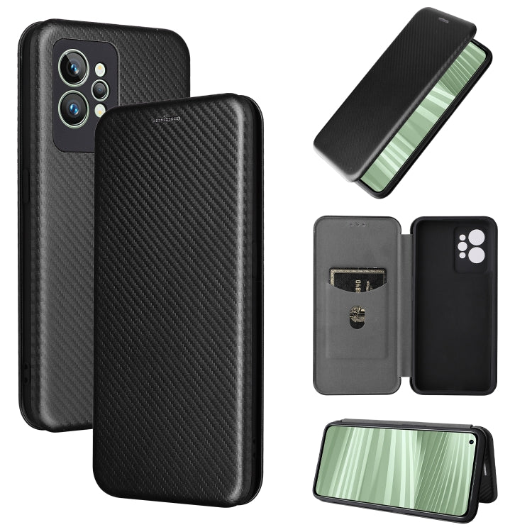 Carbon Fiber Texture Magnetic Flip Leather Phone Case, For OPPO Realme C35, For OPPO Realme GT2 Pro