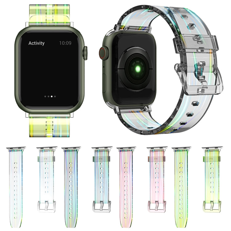 Aurora Transparent Silicone Watchband For Apple Watch Series, 7 41mm / 6&amp;SE&amp;5&amp;4 40mm / 3&amp;2&amp;1 38mm, 7 45mm / 6&amp;SE&amp;5&amp;4 44mm / 3&amp;2&amp;1 42mm