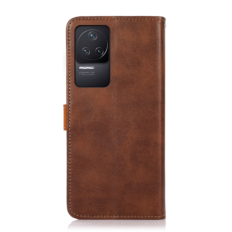 KHAZNEH Dual-color Cowhide Texture Flip Leather Phone Case