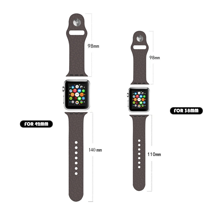 Leopard Embossing Silicone Watchband For Apple Watch Series, 7 41mm / 6&amp;SE&amp;5&amp;4 40mm / 3&amp;2&amp;1 38mm, 7 45mm / 6&amp;SE&amp;5&amp;4 44mm / 3&amp;2&amp;1 42mm