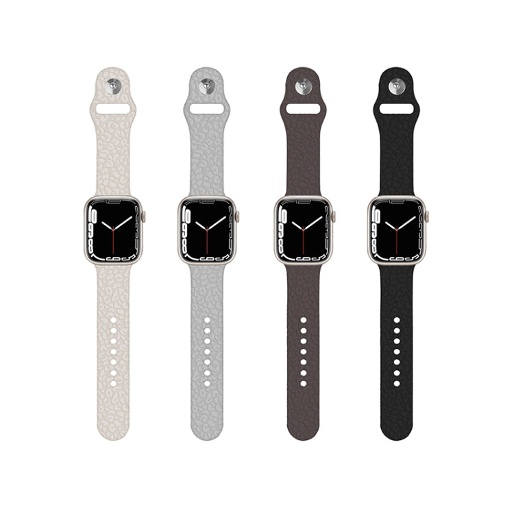 Leopard Embossing Silicone Watchband For Apple Watch Series, 7 41mm / 6&amp;SE&amp;5&amp;4 40mm / 3&amp;2&amp;1 38mm, 7 45mm / 6&amp;SE&amp;5&amp;4 44mm / 3&amp;2&amp;1 42mm