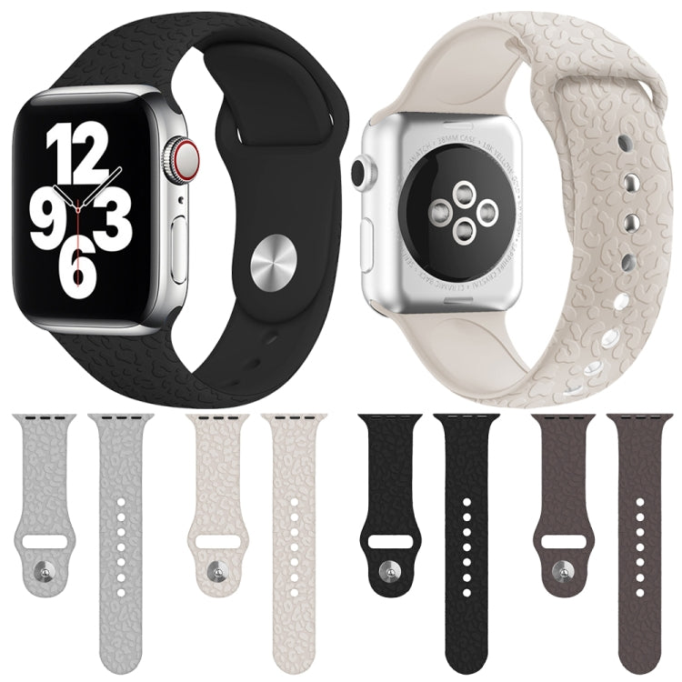 Leopard Embossing Silicone Watchband For Apple Watch Series, 7 41mm / 6&amp;SE&amp;5&amp;4 40mm / 3&amp;2&amp;1 38mm, 7 45mm / 6&amp;SE&amp;5&amp;4 44mm / 3&amp;2&amp;1 42mm