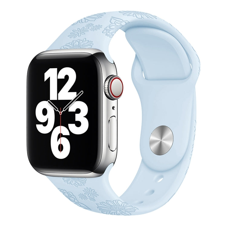 Sunflower Embossing Silicone Watchband For Apple Watch Series, 7 41mm / 6&SE&5&4 40mm / 3&2&1 38mm, 7 45mm / 6&SE&5&4 44mm / 3&2&1 42mm