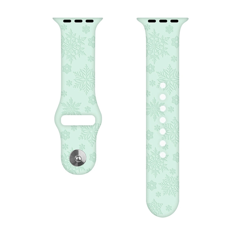 Snowflake Embossing Silicone Watchband For Apple Watch Series, 7 41mm / 6&amp;SE&amp;5&amp;4 40mm / 3&amp;2&amp;1 38mm, 7 45mm / 6&amp;SE&amp;5&amp;4 44mm / 3&amp;2&amp;1 42mm