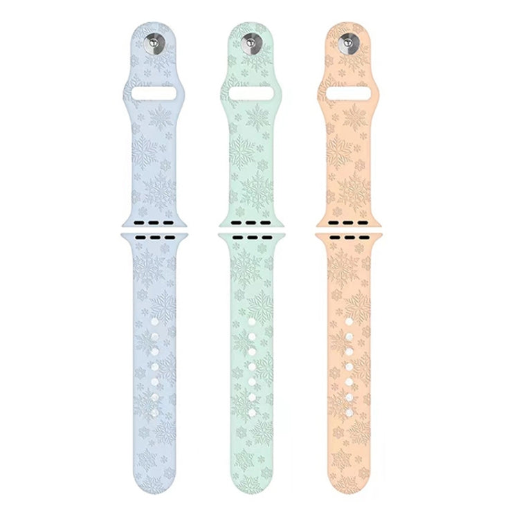 Snowflake Embossing Silicone Watchband For Apple Watch Series, 7 41mm / 6&SE&5&4 40mm / 3&2&1 38mm, 7 45mm / 6&SE&5&4 44mm / 3&2&1 42mm