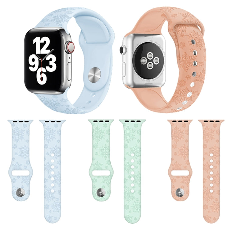 Snowflake Embossing Silicone Watchband For Apple Watch Series, 7 41mm / 6&amp;SE&amp;5&amp;4 40mm / 3&amp;2&amp;1 38mm, 7 45mm / 6&amp;SE&amp;5&amp;4 44mm / 3&amp;2&amp;1 42mm