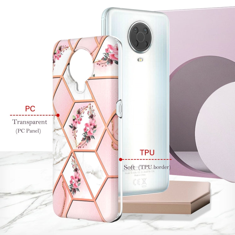 Electroplating Splicing Marble Flower Pattern TPU Shockproof Phone Case