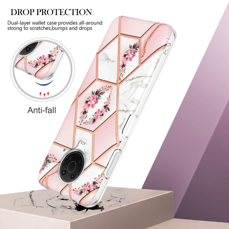 Electroplating Splicing Marble Flower Pattern TPU Shockproof Phone Case