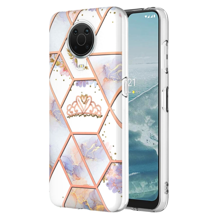 Electroplating Splicing Marble Flower Pattern TPU Shockproof Phone Case