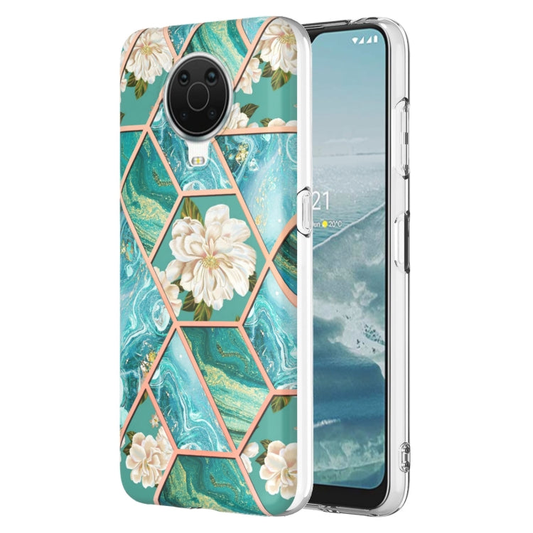 Electroplating Splicing Marble Flower Pattern TPU Shockproof Phone Case