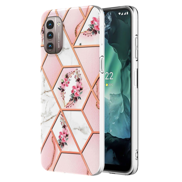 Electroplating Splicing Marble Flower Pattern TPU Shockproof Phone Case